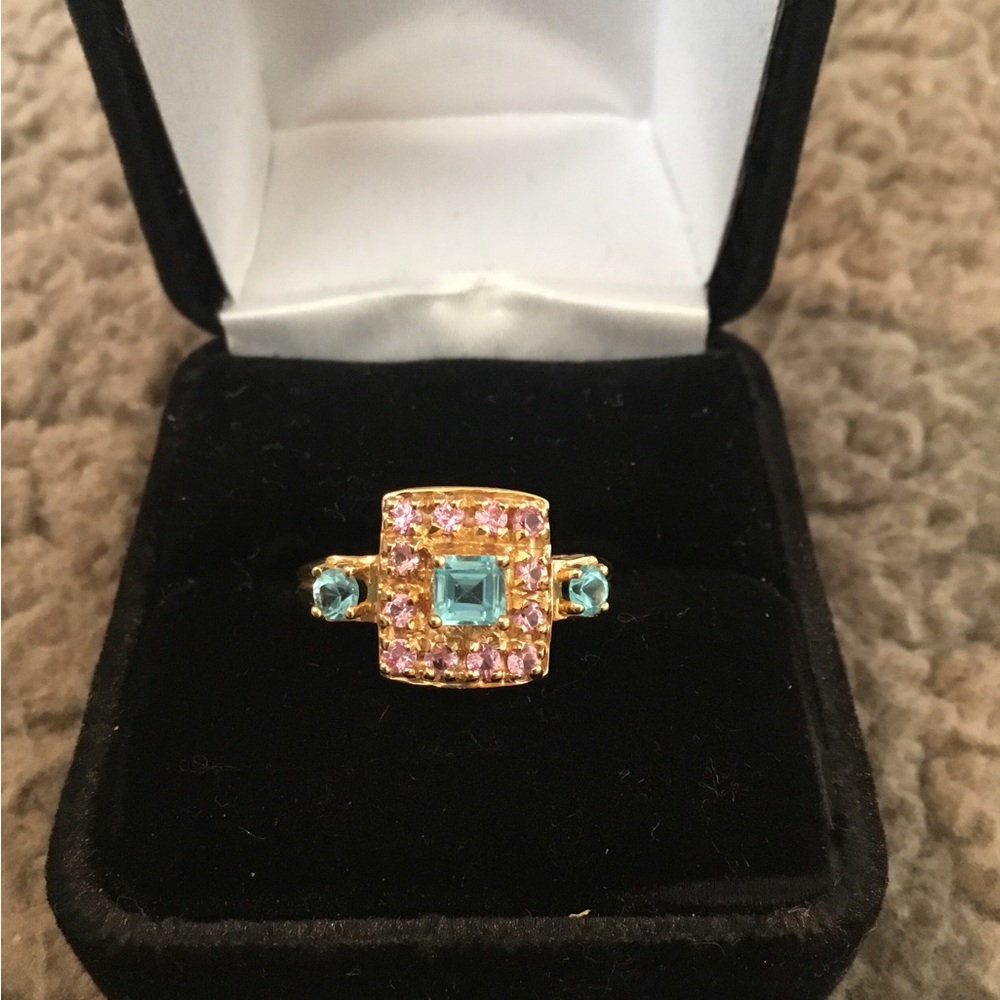 NWOT Vintage 14k Gold Multi Gemstones Design Ring